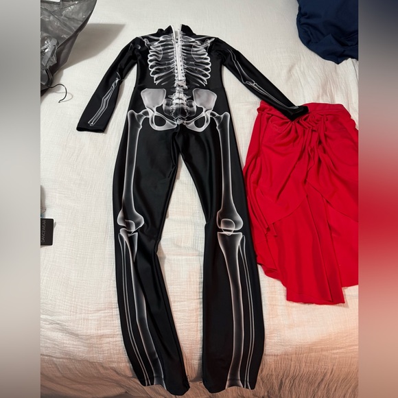 Skeleton Bodysuit Dance Costume Child Medium - Picture 2 of 6